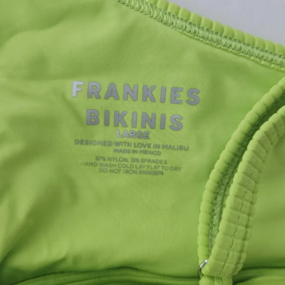NEW Frankie’s‎ Bikinis - Size L Gavin Ribbed  Swim Bikini Top In Slime Neon